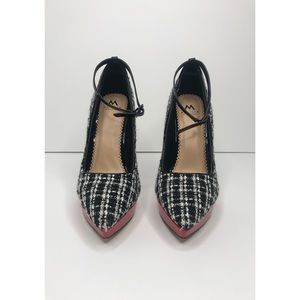 Shoe Dazzle Black + Knit Pointed Toe Pumps